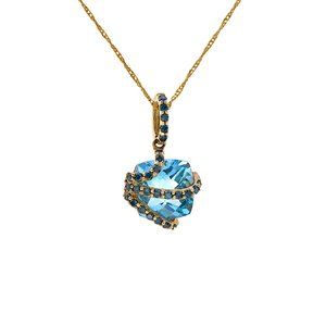 1.50 Ct.tw Blue Topaz And 0.25 Ct.tw. Blue Diamonds Pendant 14K Gold